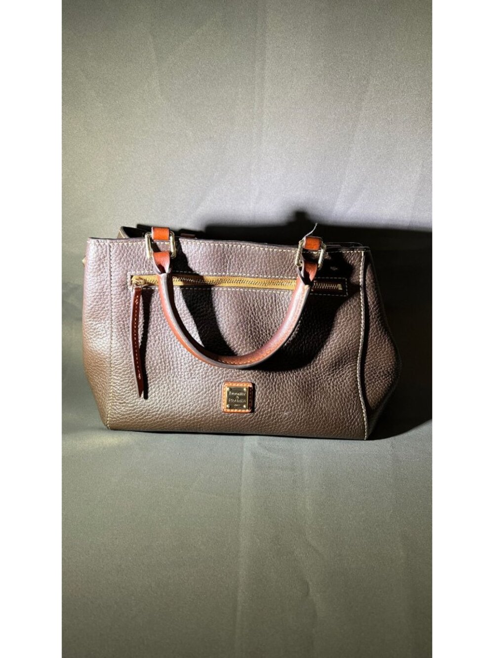 DAMAGED! Dooney & Bourke Brown Pebble Grain Leather Small Satchel Bag